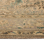 Tabriz Persian Rug 13x9 ft - Semi Antique Medallion Toranj, Shah Abbasi Cream, Beige, Sage Green Hand Knotted | side view | SKU 111685