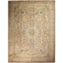 Tabriz Persian Rug 13'5" x 9'10" - Semi Antique Medallion Red, Cream Hand Knotted | front view | SKU 111685