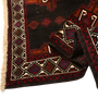 Baluch Persian Rug 8x4 ft - Semi Antique Geometric, Turkmen Gul Dark Red, Burgundy, Cream Hand Knotted | detail view | SKU 111686