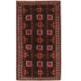Baluch Persian Rug 8x4 ft - Semi Antique Geometric, Turkmen Gul Dark Red, Burgundy, Cream Hand Knotted | front view | SKU 111686