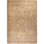 Tabriz Persian Rug 9x6 ft - Semi Antique Eslimi Medallion Cream, Camel, Brown Hand Knotted | front view | SKU 111688