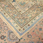 Sabzevar Persian Rug 12x9 ft - Semi Antique Medallion (Toranj), Shah Abbasi Cream, Beige, Cornflower Blue Hand Knotted | corner detail | SKU 111690