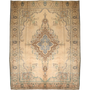 Tabriz Persian Rug 12'10" x 10'0" - Semi Antique Medallion Red, Cream Hand Knotted | front view | SKU 111691