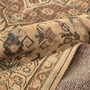Tabriz Persian Rug 9x6 ft - Semi Antique Medallion Toranj, Shah Abbasi Cream, Brown, Camel Hand Knotted | texture detail | SKU 111692