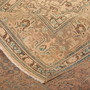 Tabriz Persian Rug 9x6 ft - Semi Antique Medallion (Toranj), Shah Abbasi Camel, Cream, Steel Blue Hand Knotted | corner detail | SKU 111695