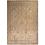 Tabriz Persian Rug 9x6 ft - Semi Antique Medallion (Toranj), Shah Abbasi Camel, Cream, Steel Blue Hand Knotted | front view | SKU 111695