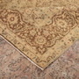 Kashan Persian Rug 12'10" x 9'7" - Semi Antique Medallion Crimson, Navy Blue Hand Knotted | corner detail | SKU 111698