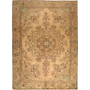 Tabriz Persian Rug 11x7 ft - Semi Antique Medallion Red, Cream Hand Knotted | front view | SKU 111699