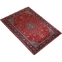 Sarouk Persian Rug 11x8 ft - Semi Antique Medallion (Toranj), Shah Abbasi Madder Red, Navy Blue, Cream Hand Knotted | texture detail | SKU 111711
