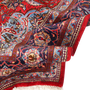 Sarouk Persian Rug 11x8 ft - Semi Antique Medallion (Toranj), Shah Abbasi Madder Red, Navy Blue, Cream Hand Knotted | detail view | SKU 111711
