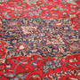 Sarouk Persian Rug 11x8 ft - Semi Antique Medallion (Toranj), Shah Abbasi Madder Red, Navy Blue, Cream Hand Knotted | back view | SKU 111711