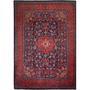 Mahal Persian Rug 13'10" x 9'6" - Semi Antique Medallion Ivory, Pink Hand Knotted | front view | SKU 111714