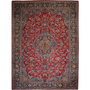 Najafabad Persian Rug 12'10" x 9'9" - Semi Antique Medallion Red, Beige Hand Knotted | front view | SKU 111715