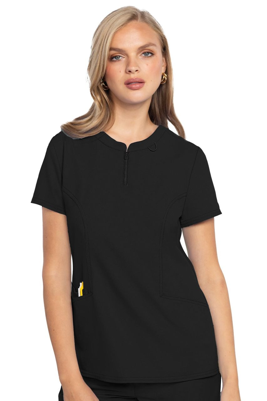 Med Couture Insight Zip Front Henley Top - Scrub Hub KC