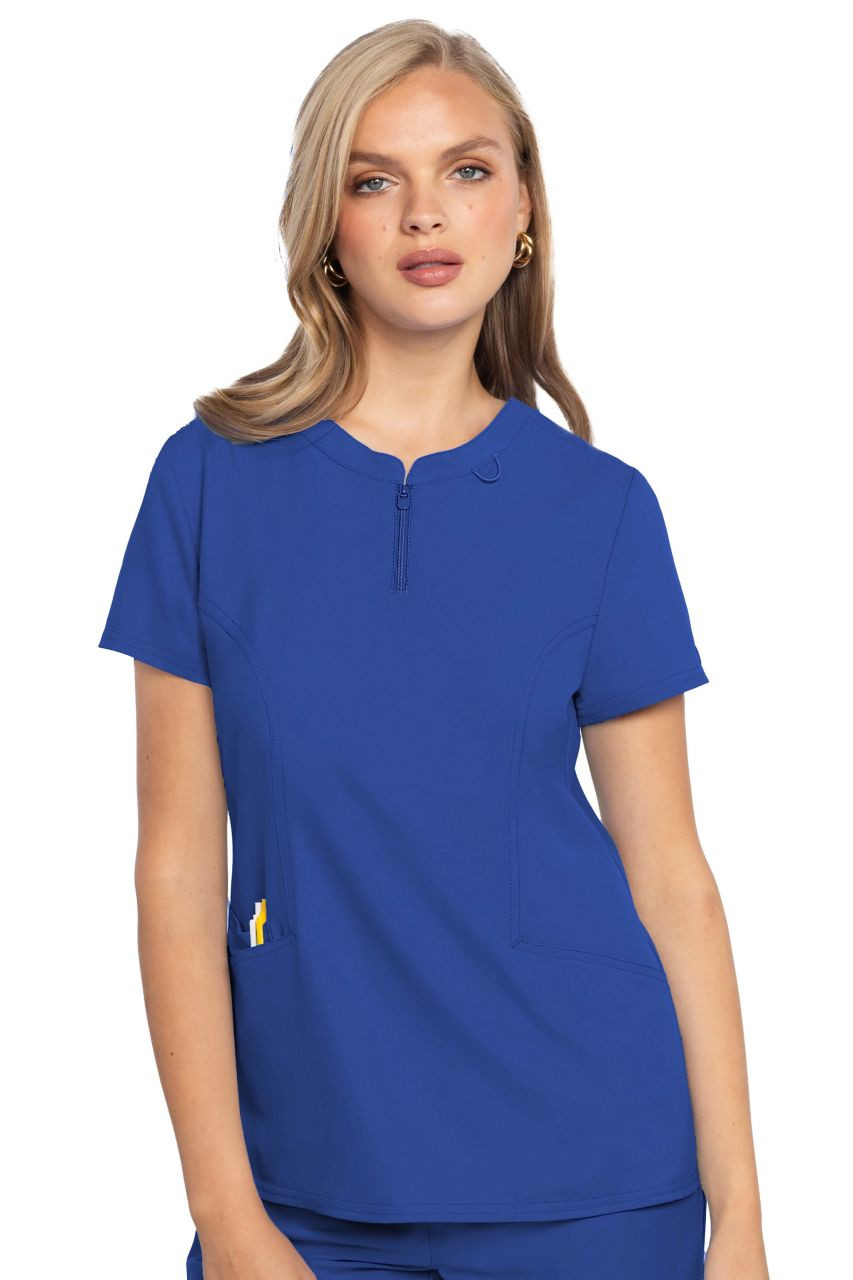 Med Couture Insight Zip Front Henley Top - Scrub Hub KC