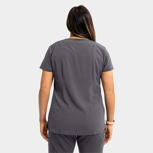 Elevate Women's Mock-Wrap Top With Zipper Pocket - Scrub Hub KC