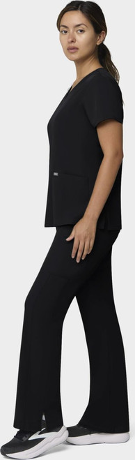 COLOR|BLK|Tempo Womens Outfit Black VNeck Style # T101