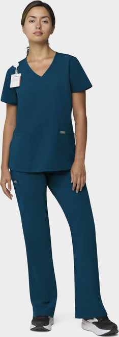 COLOR|CRB|Tempo Womens Outfit Caribbean Blue VNeck Style # T101