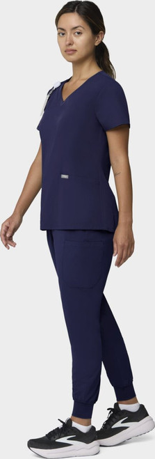 COLOR|NVY|Tempo Womens Outfit Navy VNeck Style # T101