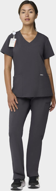 COLOR|PWT|Tempo Womens Outfit Pewter VNeck Style # T101
