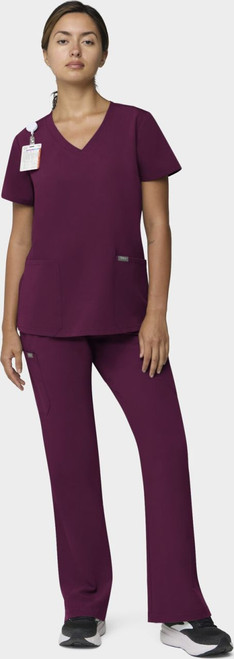 COLOR|WIN|Tempo Womens Outfit Wine VNeck Style # T101