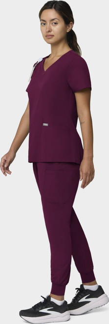 COLOR|WIN|Tempo Womens Outfit Wine VNeck Style # T101