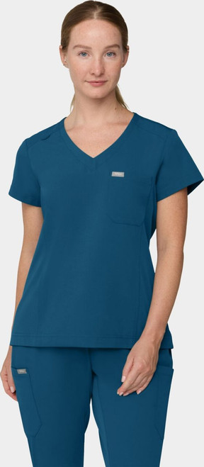 COLOR|CRB|Tempo Womens Tuck Top Caribbean Blue Top Style # T102