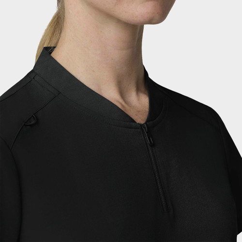 COLOR|BLK|Tempo Womens Quarter Zip Black Top Style # T103