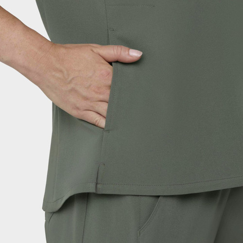 COLOR|OLV|Tempo Womens Quarter Zip Olive Top Style # T103
