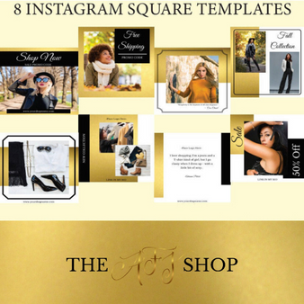 Black and Gold {Set of 8} Square Templates for Instagram Posts