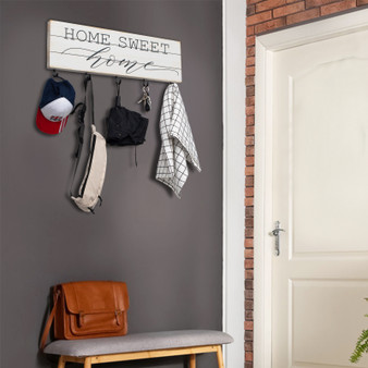 Coat Hook Rack Wall Mounted with 5 Key Hangers for Your Entryway, Kitchen, Bathroom RT
