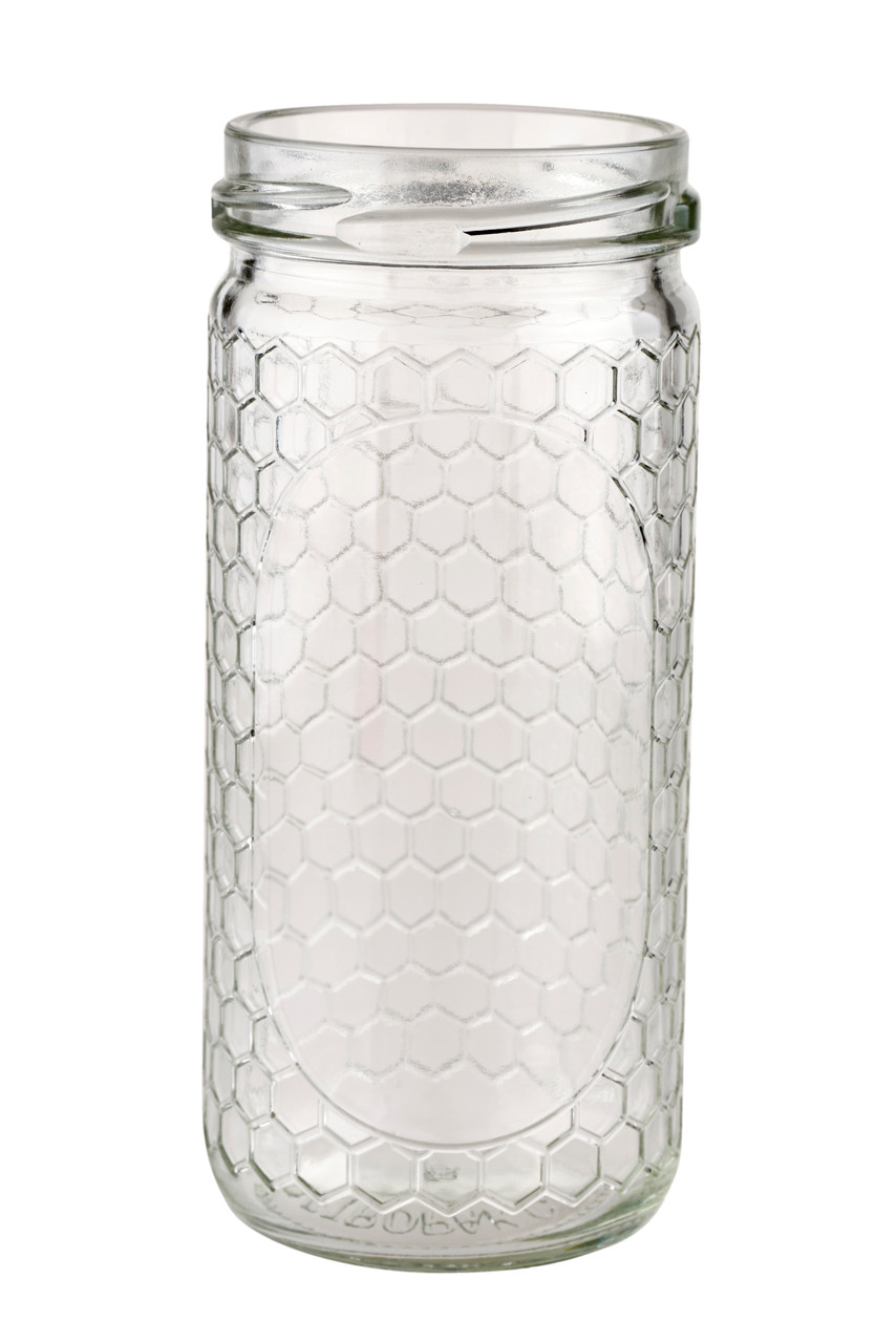 12 oz. wt. Glass Cylinder with hex cell embossing (12/case) [CH-12