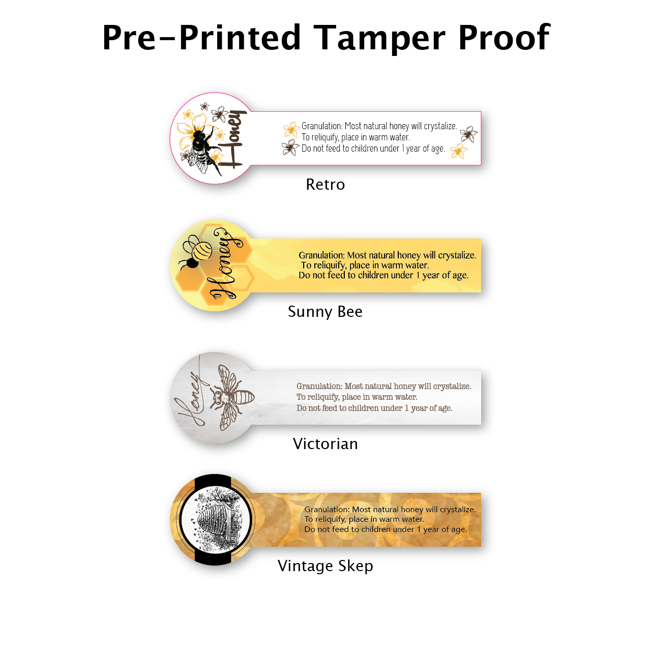 Forstyrret Gnaven fejl Pre Printed Tamper Proof Labels (roll of 250) | Blue Sky Bee Supply