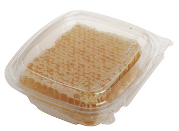 Hinged clear comb honey tray