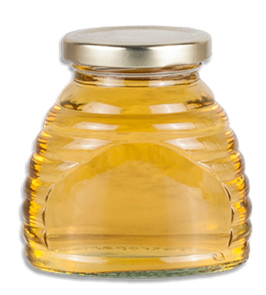 3 oz. skep jar with plain gold LUG lid
