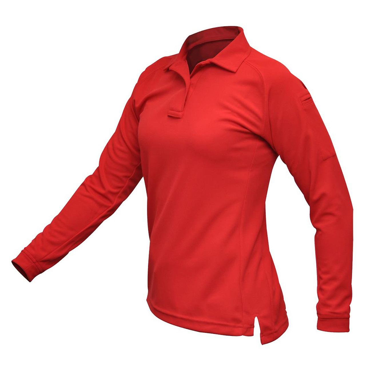 red long sleeve polo shirt womens