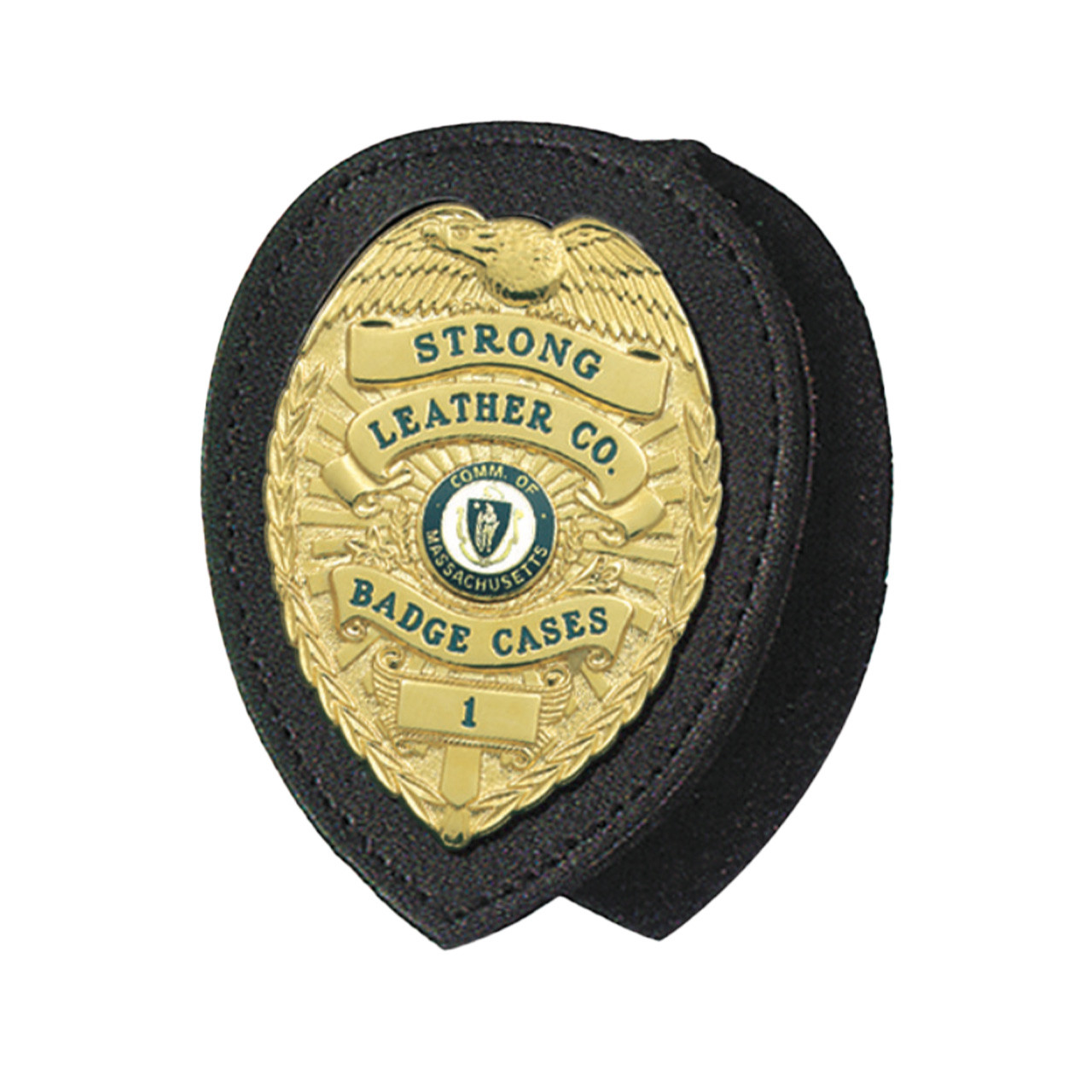 STRONG LEATHER バッジホルダー 実物 LE装備 Police Strong Leather Recessed Badge Holder for WA State Patrol Srg/Det