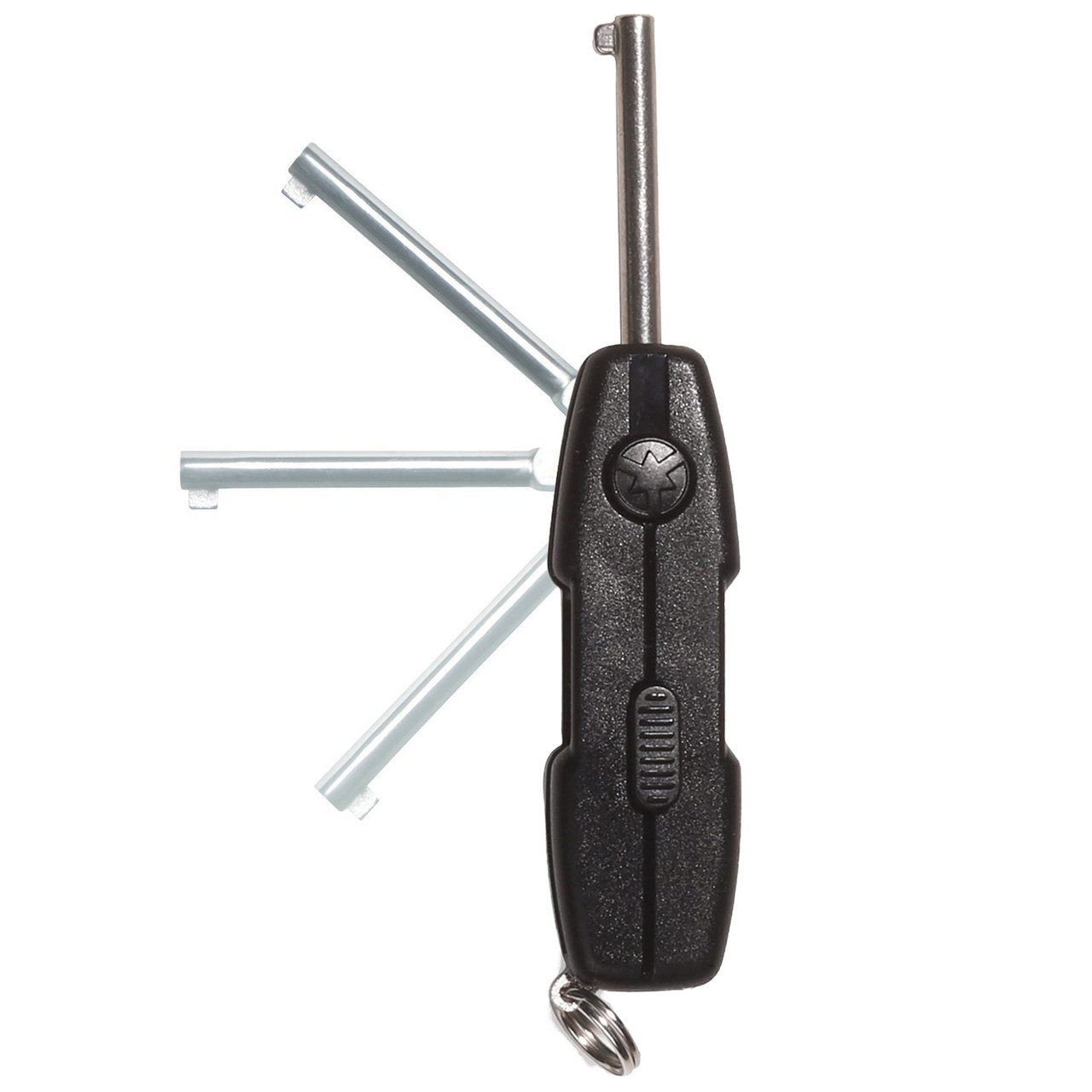 Asp Autokey Handcuff Key Traditional handcuff keys are short and often  difficult to use. Extended keys are hard to carry. Their double lock pin  and pawl release catch on equipment and snag