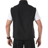 5.11 Tactical Valiant Softshell Jacket, Black sleeveless back view