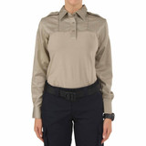 5.11 Tactical Women's Rapid PDU® Long Sleeve Shirt, Silver Tan Front