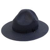 Stratton Campaign Style Straw Hat, Navy Blue