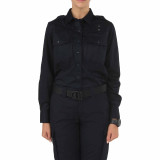 5.11 Tactical Women's Twill PDU Class B Long Sleeve Shirt, midnight navy front view