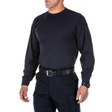 5.11 Tactical Professional Long Sleeve T-Shirt, fire navy front angled view tucked