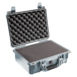 Pelican 1450 Protector Case, silver open with foam