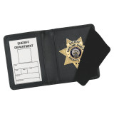 Strong Leather Black Side Opening Badge Case