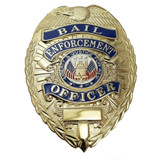 Hero's Pride 2-1/4 X 3-1/8" Gold Plated, Bail Enforcement Officer Badge