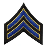 Hero's Pride Royal-Med Gold/Black 3" Wide Corporal Chevrons, Pr