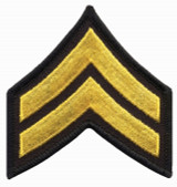 Hero's Pride 3" Wide Medium Gold/Black Corporal Chevrons, Merrowed