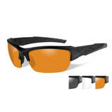 Wiley X Valor Protective Glasses light rust/smoke gray/clear lens & matte black frame