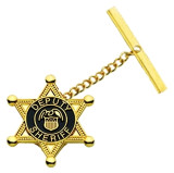 Hero's Pride Plated & Enameled 3/4" Deputy Sheriff Tie Tac With Jewelers Clutch, Chain & Bar gold